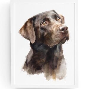 Watercolor Brown Labrador Retriever Dog Portrait Wall Art Print, Unframed